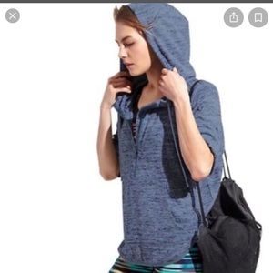 Athleta blissful short sleeve half zip hoodie NWOT
